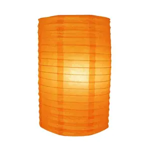 8" Orange Cylinder Paper Lantern
