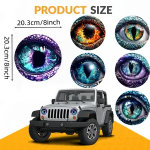 (3D Stereo Beast Eyes Headlight Decals) Round Eye Decals For Jeep Headlights, Funny Car And Truck Body Window Bumper Decoration Stickers (a Pair)