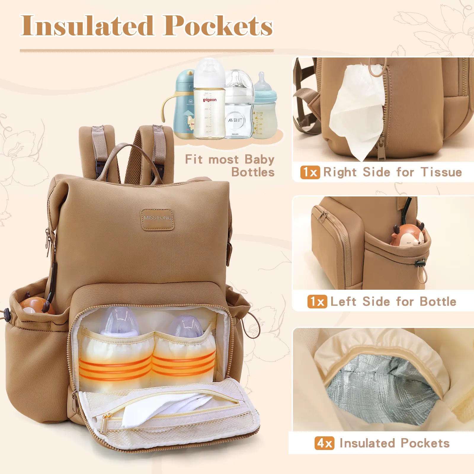 Miss Fong Baby Diaper Bag Miss Fong Leather Baby Diaper Bag Backpack main image 2