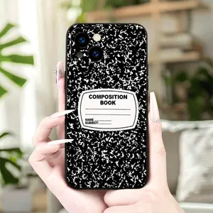 Phone Case: 1 Phone Case Classic Black White Speckled Texture with Vintage Composition Book Label Design for iPhone Case Birthday or Festival Gift for Men and Women for iPhone 17 16 15 14 13 12 11 XS X Pro Max Colored Silver Printed Phone Case