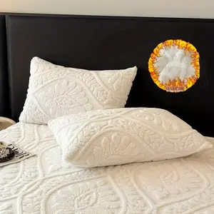 2-Pack 50x75cm Embroidered Plush Pillowcases, European Geometric Design, Bedroom Living Room Sofa Decor, Protects Pillows, No Insert Included