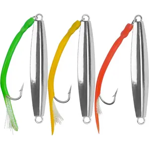 Jigs Saltwater Fishing Lures,Casting Jigging Spoon with Split Tube Tail Stainless Steel Hook Metal Jig Spoon Baits for Deep Sea Offshore Surf Fishing Bottom Sinking
