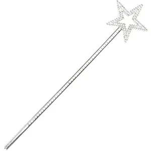 Silver Star Wand - 13 Inches Fairy Angel Magic Princess Wand With Plating Silver Stick