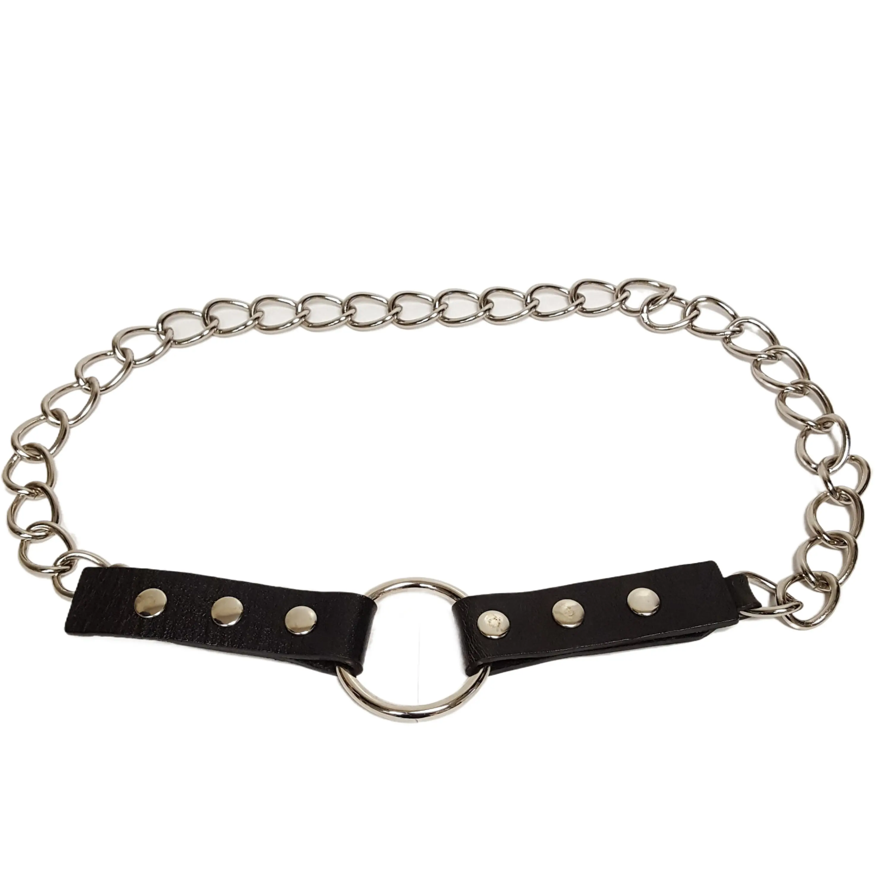 Western Biker Leather Tabs Chain Belt