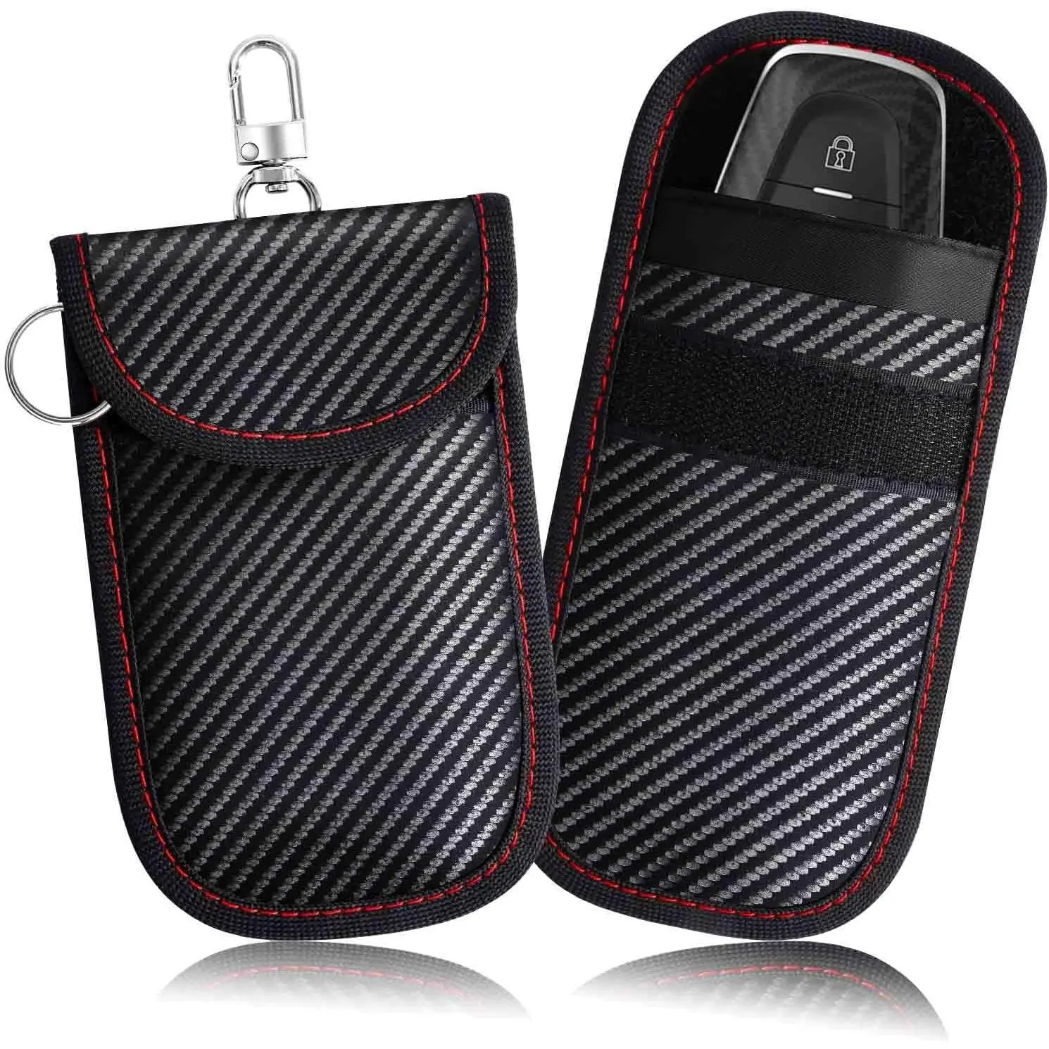1 Pack Carbon Fiber Faraday Key Fob Pouch, RFID Signal Blocking Holder, Keyless Entry Anti-Theft Security Shielding Case for Car Keys, All Car Key Brands, Car Key Protection