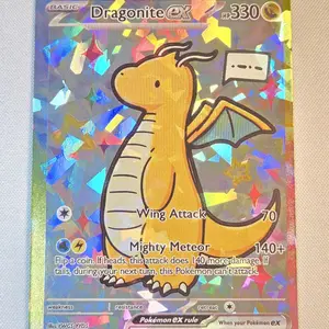 Custom-made Cracked Ice Holo derpy fan art card of mini Dragonite Pokémon