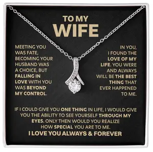 Mother's Day Gift for Wife  Everlasting Love Alluring Necklace, for Celebrations and Special Occasions Message With Light Box