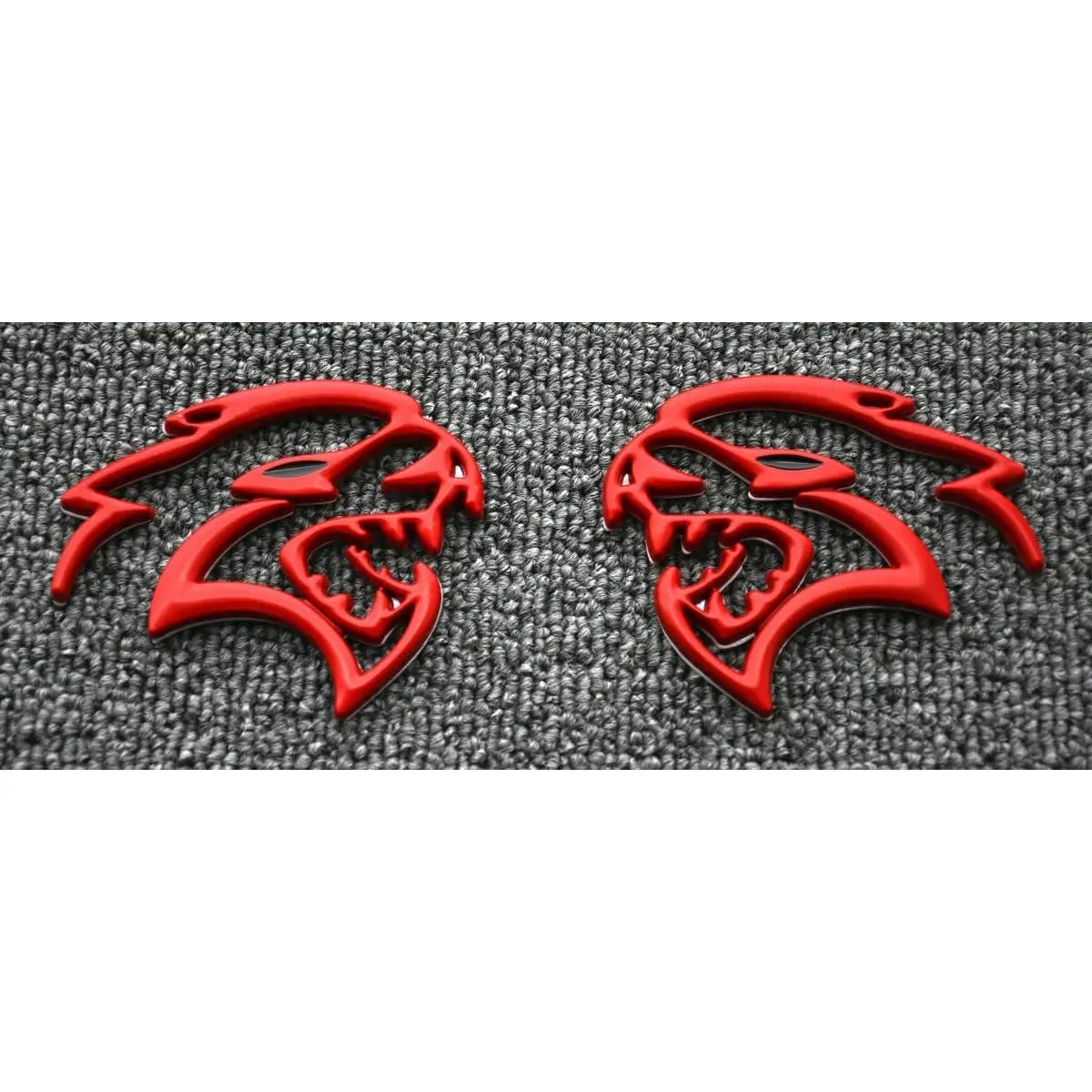 Pair Metal Hellcat Right Left Emblem 3D Badge for Universal Car Vehicle, Truck, Motorcycle Door Window Decoration Red
