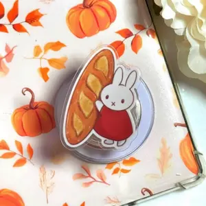 Bread Lover Bunny Phone Grip, Cute Rabbit Bakery Aesthetic Griptok, Kawaii Bunny Kindle Holder Gift