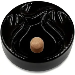 7" x 1.5" F.E.S.S.Ceramic Tobacco Pipe Ashtray with Cork Knocker and 3 Pipe Stand Large - Ideal for Patio Use for Patio, Indoor, Outdoor Desktop Use