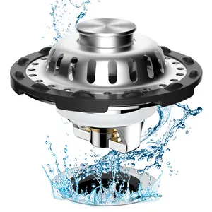 Hibbent Upgraded Bathroom Sink Drain Stopper with Visible Top Stainless Steel Filter Basket Hair Catcher 3 in 1 Pop-up Sink Strainer Fit for Standard 1.1''~2.36'' Basin Hole Chrome Finish