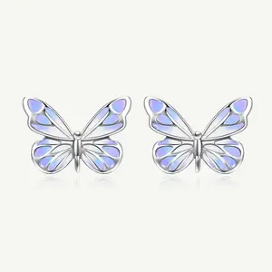 FANCIME Purple "Starlight Butterfly" Earrings, Luminous Enamel Sterling Silver Jewelry for Women, Unique Glow-in-the-Dark Gift for Girlfriend, Birthday and Anniversary