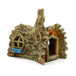 Fish Tank Aquarium Decorative Tree Bark House, Resin Large Hole Hideout Cave, Fake Mountain Fish Shrimp Shelter, Aquascaping Accessory