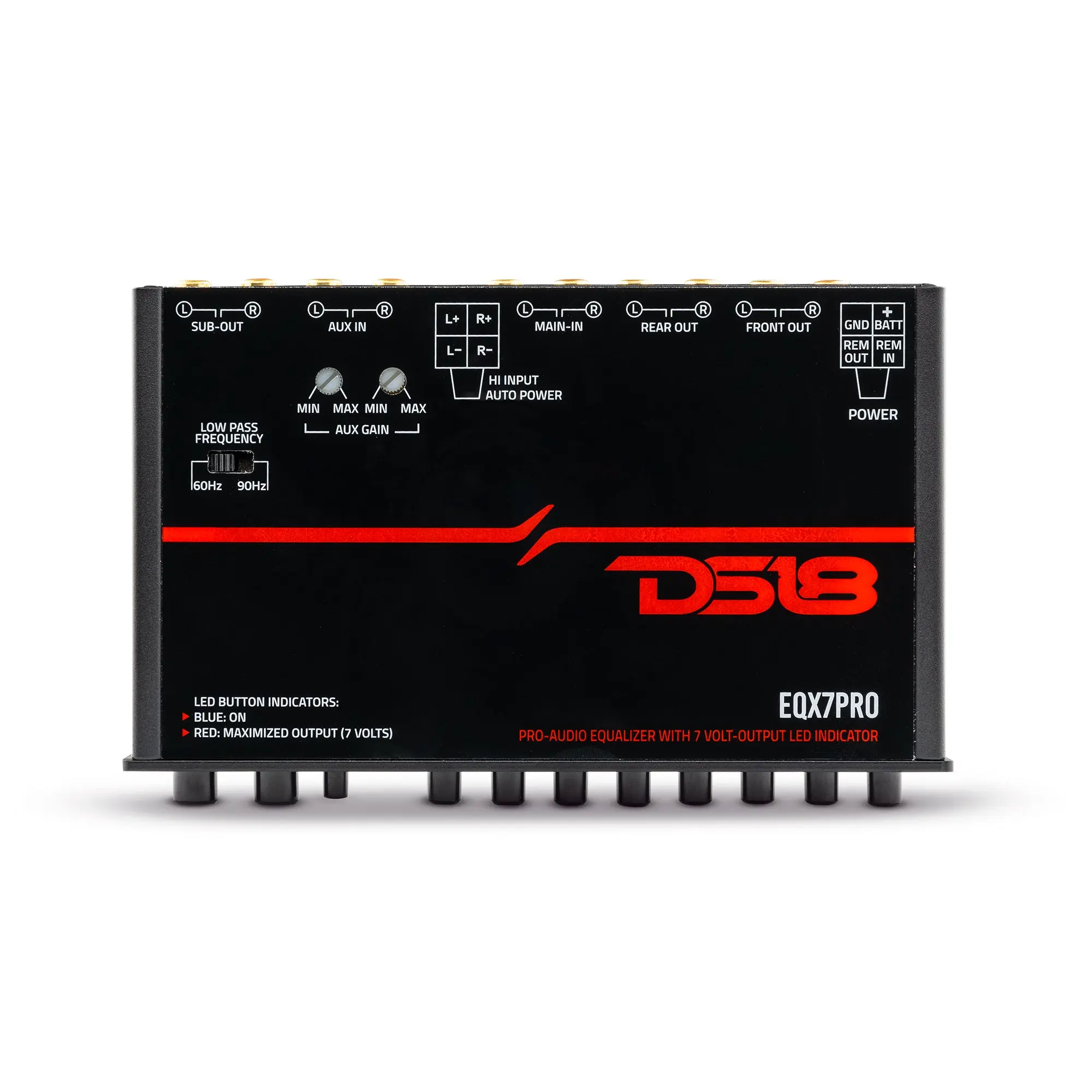 High Volt 7-Band Equalizer with High Level Input, Auto Turn On And High Volt LED Indicator (EQX7PRO)