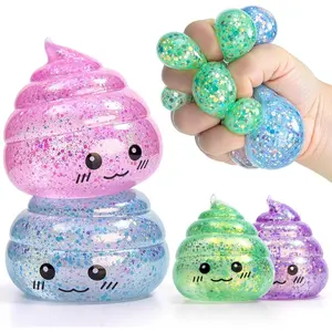 4PCS Fidget Toys for Kids & Adults, Poop Prank Gross Sensory Squeeze Ball, Stress Anxiety Relief Squishy Toy, Gag Gift for Girls Boys Teens, Party Favor