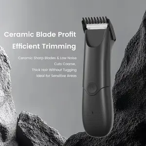 Men's Body Hair Trimmer, Multi-Functional Electric Shaver, Wet & Dry Use, Portable with Base, Quick Detail Light, One-Touch Switch, Bathroom Use
