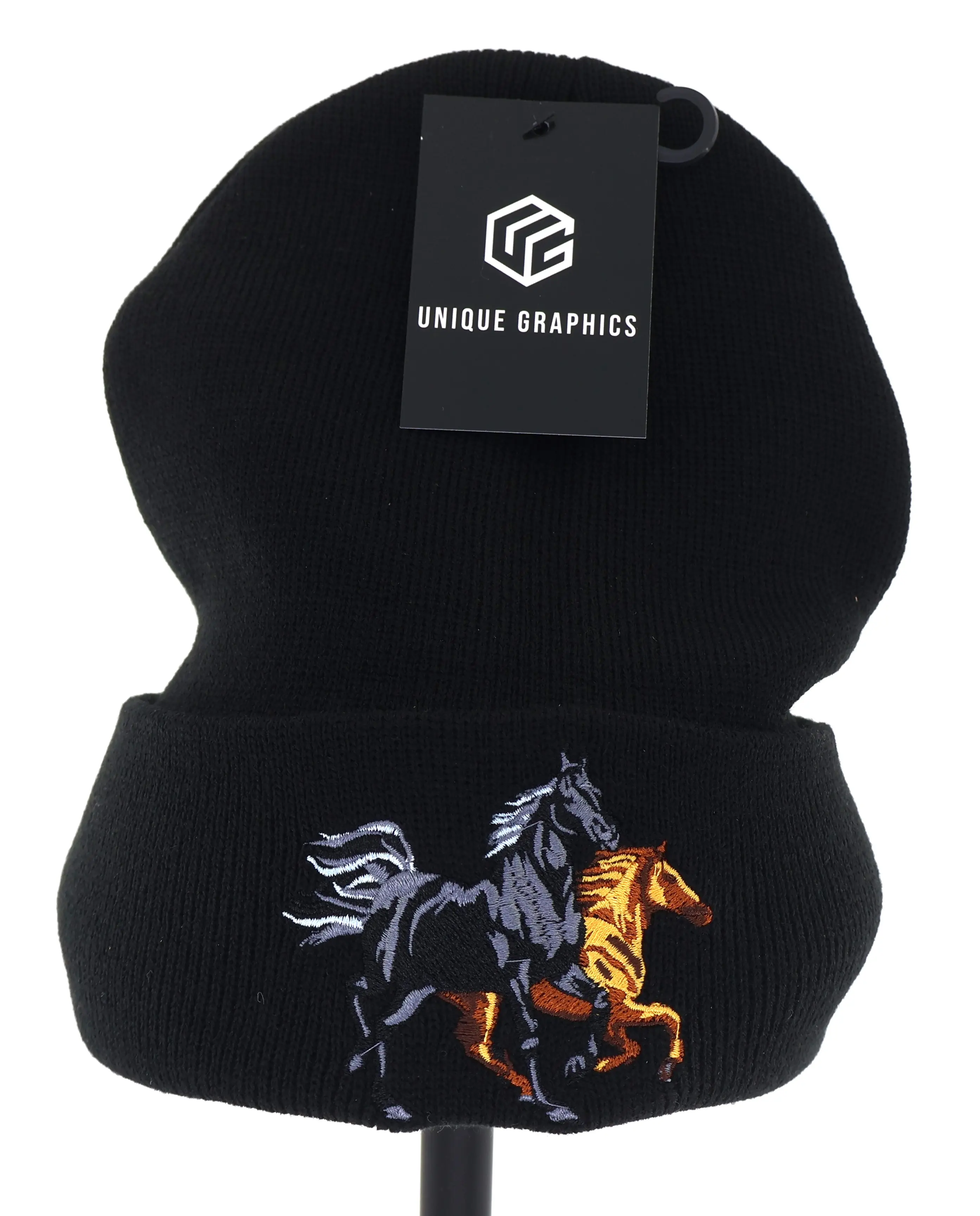 Embroidered Racing Horse Beanie