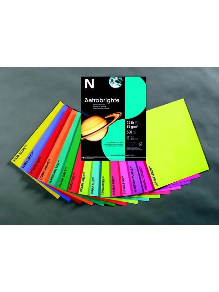 Astrobrights Brighter 24lb Acid-Free Copy Paper - Pulsar Pink, Ideal for Copying, Pack of 500 Sheets