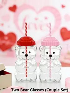 Cute Teddy Bear Mug, 2026 Cute Coffee Cup. 20oz clear glass mug with a teddy bear design, perfect for coffee, cocktails, juice, and other beverages. A perfect Christmas, New Year, Valentine's Day gift, holiday gift, or everyday gift for your best friend,