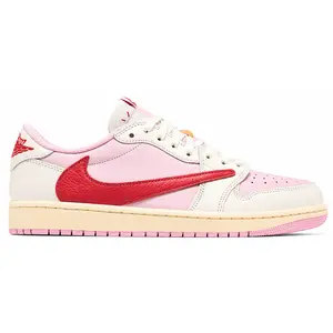(SKU: IQ7604-101)Travis Scott x Air Jordan 1 Retro Low OG 'Sail Tropical Pink'