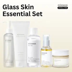 [mixsoon Official] Glass Skin Essential Skincare Routine Set - Vegan Cleanser, Foam, Moisturizer for Tired & Dehydrated Skin, Deep Glow & Smooth Care