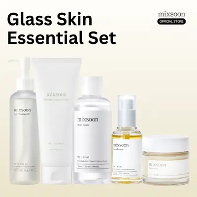 [mixsoon Official] Glass Skin Essential Skincare Routine Set - Vegan Cleanser, Foam, Moisturizer for Tired & Dehydrated Skin, Deep Glow & Smooth Care