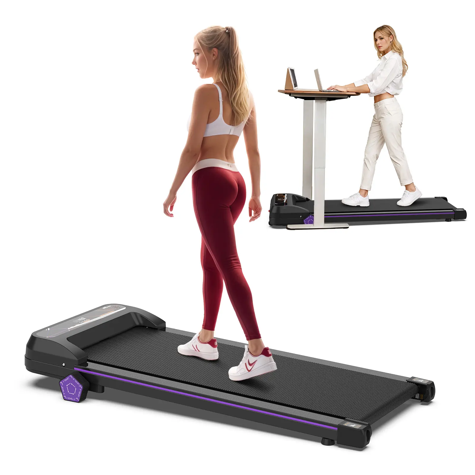 Portable Walking Pad Treadmill – Bluetooth Music, Remote Control, 2.5HP Motor, 265 lbs Capacity, LED Display, 0.5-4 MPH Speed, 5 Adjustable Incline Levels