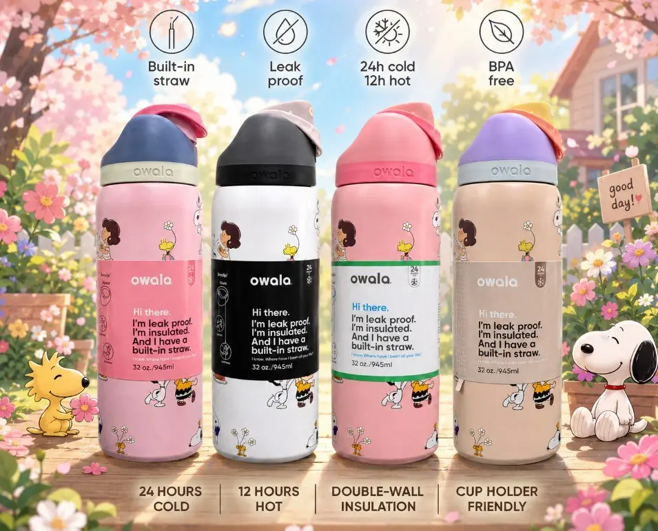 '"Owala FreeSip 32oz Insulated Water Bottle, Leakproof Stainless Steel Cup with Built-In Straw, Cute Daily Hydration Bottle "'