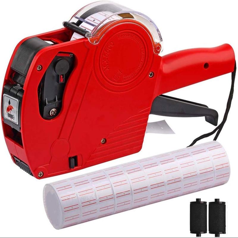 1 pcs MX-5500 8 Digits Price tag Blue/ Red Stick Device with 5000 Sticker Labels and 2 Ink Refill, Label Maker Portable Label Printer Pricing Stick Device Kit Numerical Tag Stick Device for Office, Retail Shop, Grocery Store, Garment
