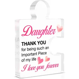 Daughter Gifts from Mom and Dad, Birthday Gifts for Daughter Christmas Graduation Gift Idea for Women Girls from Father, Mother Acrylic Puzzle Piece Desk Decorative Sign for Home Decor