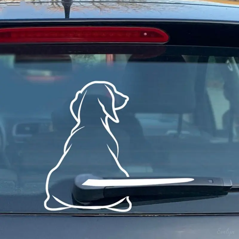 Sitting Dog Outline Vinyl Car Window Sticker, Cute Pet Silhouette Waterproof Decal, Decorative Auto Accessory for Daily Vehicle Use (Sports & Outdoor Fan Shop Essential)