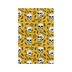 Slightly Subtle Skull Pattern with Leaves microfiber tea towel | Halloween spooky kitchen decor