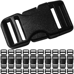 Buckles for 3/4 inch Wide Webbing Straps: Quick Side Release Buckles 10 set and Tri-Glide Slide 20 count Fit 0.75" Nylon Web Belt, Plastic Snap Fastener Clip Replacement Dual Adjustable