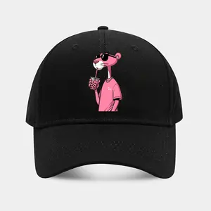 ATHACER Adjustable Pink Panther Baseball Cap - Lightweight, Unisex, Cartoon Design with Glasses & Drink, Perfect for Outdoor Fashion Accessories or Holiday Gifts, Outdoor Headwear |   Cartoon Character Cap |   Durable Headgear
