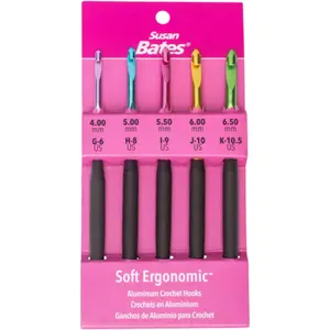Silvalume Soft Ergonomic Crochet Hook Set Sizes G6/4mm to K10.5/6.5mm