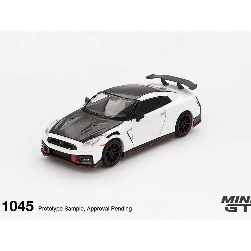 New Mini GT 1:64 2024 Nissan GT-R Nismo Alloy Diecast Model Car, Brilliant White Pearl Collectible for Model Cars Enthusiasts