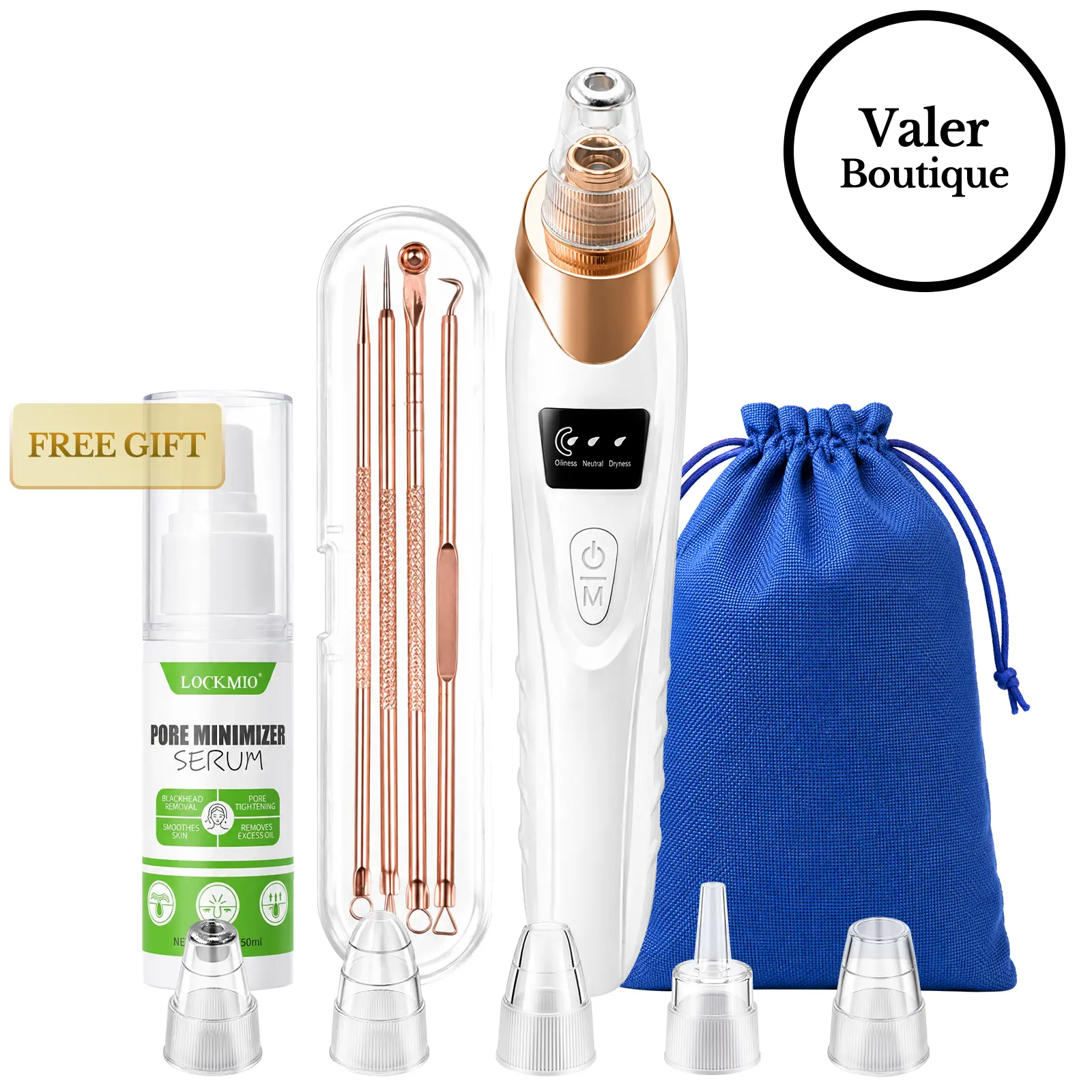 Blackhead Remover  Pore Vacuum 5 Probe USB Rechargeable Vacuum Pore Cleaner Facial Tool ,Upgraded Black Head Remover for Face,Pimple Popper Tool Kit,Curved Blackhead Tweezers Kit, Professional Stainless Pimple Acne Blemish Removal Tools Kit