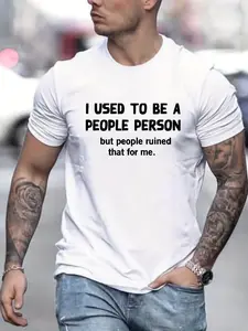 Funny People Person Slogan Pattern Print Men's T-shirt, Graphic Tee Men's Summer Clothes, Men's Outfits