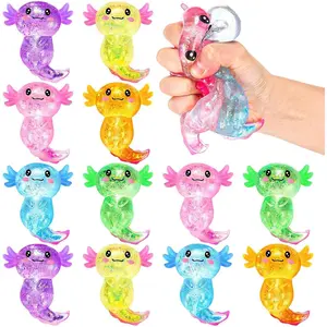 Axolotl Squishy Stress Relief Toy Glitter Fidget Toys Cute Malt Sugar Axolotl Toy Fidget Toys Adults Fidget Toy for Kids Youth Adult, Party Favors Anxiety Relief Squishy Toys, Glittery Squishies