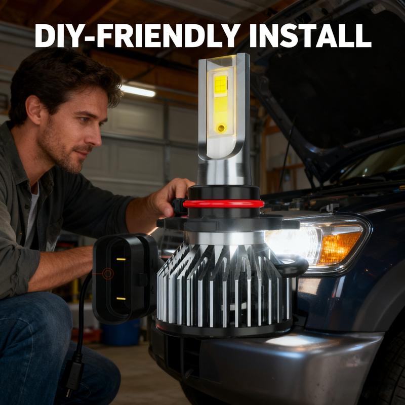 9005/HB3 LED Headlight Bulbs 66000LM Super Bright 6500K Cool White, Plug-N-Play IP68 Waterproof with Cooling Fan 60000+ Hrs for Car High Beam Fog Light