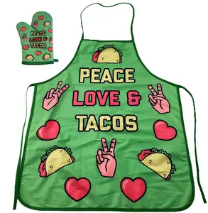 Peace Love Tacos Funny Graphic Novelty Kitchen Accessories Funny Graphic Kitchenware Bakeware Cinco De Mayo  Funny Food  Novelty Cookware Green
