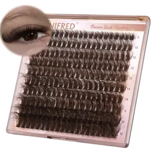 Brown Lash Clusters Dark Brown Individual Lashes Wispy Thick Volume Lash Extension D Curvature Clusters Eyelashes 80D Clusters Lashes by Winifred (8-18mm)