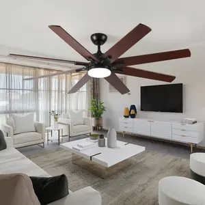 SAVEYOUR 72 Inch Large Ceiling Fan with Light and Remote, Black Modern 8-Blades Ceiling Fan, Reversible Quiet DC Motor 6 Speed, Indoor Outdoor Ceiling Fan for Living Room Patio Kitchen