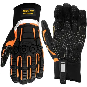 Cestus 3045, Impact Gloves with Fabric Palm, Dotted for Grip, Gel Padded, Heavy Duty Work Gloves