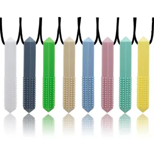 BY-A15 Chew Necklaces for Sensory Kids and Adults 8 Pcs Diamond Shape Sensory Chewy Necklace for Autism Girls and Boys, ADHD Toddler, Adult