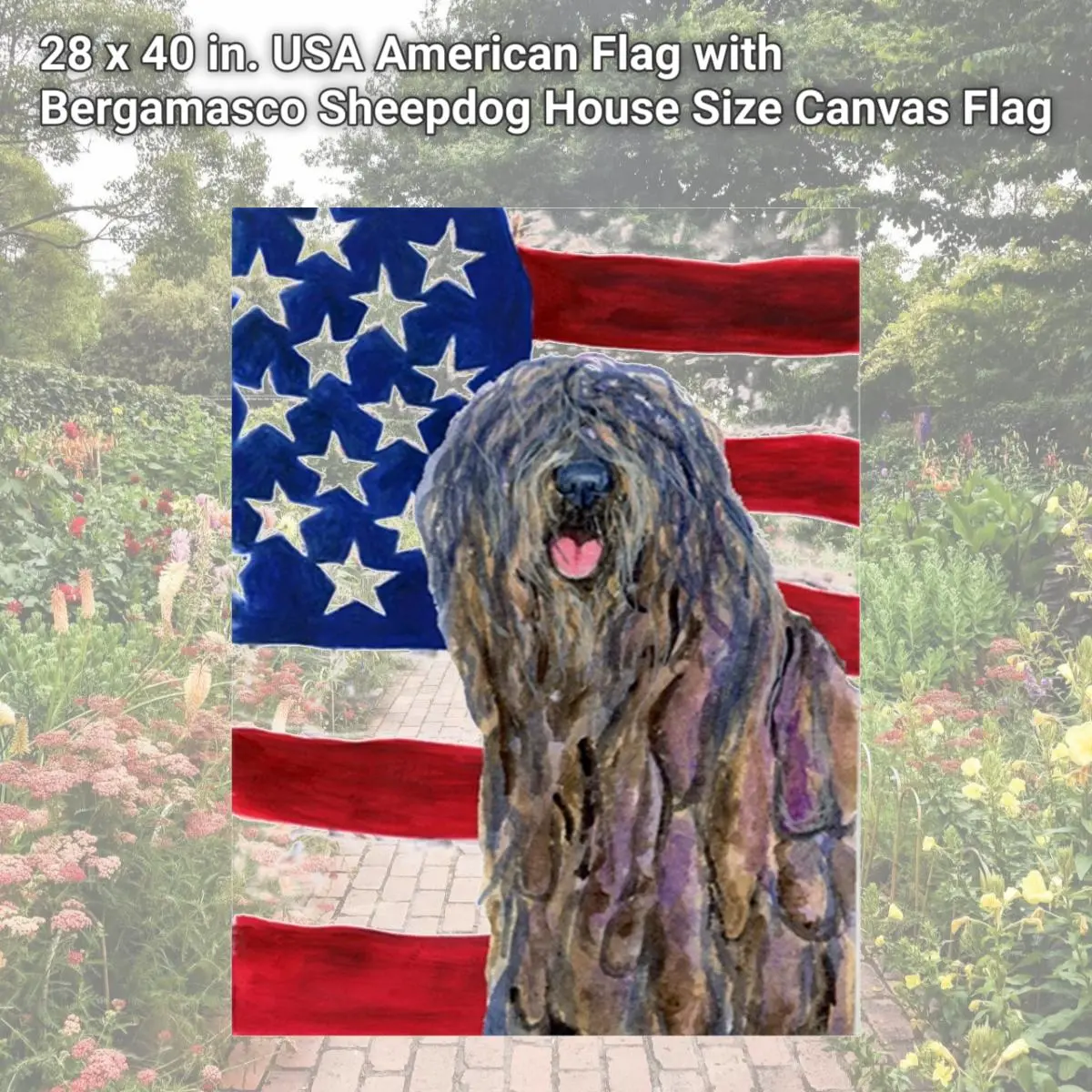 Carolines Treasures 28 x 40 in. USA American Flag with Bergamasco ...