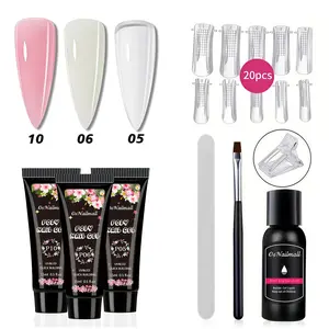 8pcs Poly Extension Gel Kit 15ML, Poly Gel Nail Kit Complete, Nude Builder Nail Poly Gel, Nail Extensions, Includes Nail Brush & Clips, Professional Nail Art Supplies