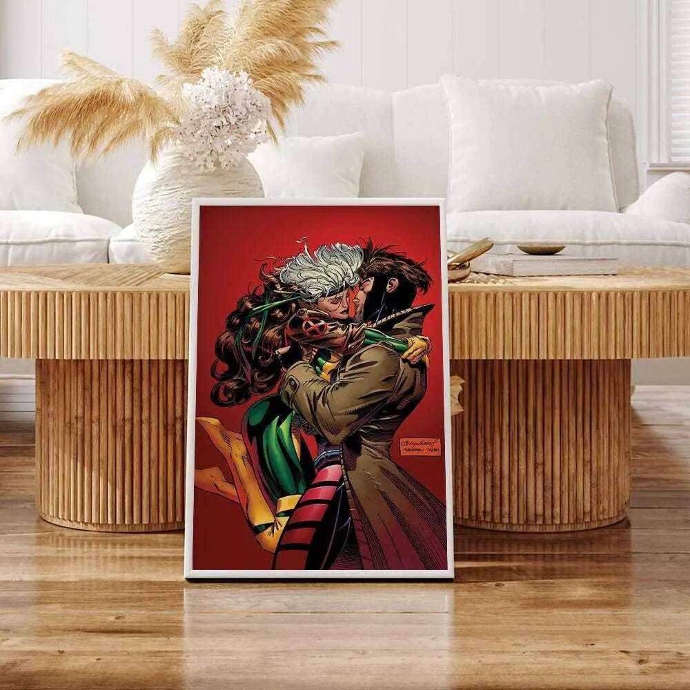 Rogue And Gambit Embrace Kiss Poster,Wall Art for Living Room,Vintage Poster Art,Home Decor,Festivals and birthday gifts POSTER