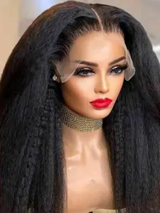 30 Inch Long Yaki Straight Lace Front Wig for Women, Glueless Wigs, Natural Fluffy Wigs without Bangs, Synthetic Lace Front Wigs for Party, Daily Use, Fall Hair Trends 2024