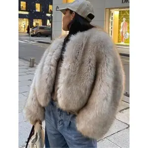 Women's Solid Color Faux Fur Jacket, Casual Long Sleeve Open Front Outerwear for Fall & Winter, Women's Clothing for Daily Wear, Coats